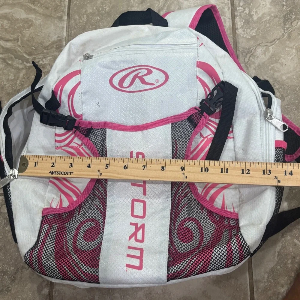 Rawlings Storm Fastpitch Softball Backpack Bag White Pink Kids Girls Athletic